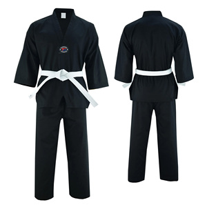 Uniforme de Taekwondo Negro para Hombre con Cinturón Blanco, Ropa de Artes Marciales de Algodón Resistente, Corte Regular, Talla Adulto - Product Image 4