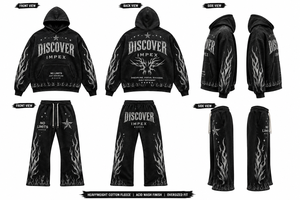 Survêtement streetwear surdimensionné personnalisé délavé à l'acide |   Ensemble sweat-shirt et pantalon de survêtement à jambes larges de qualité supérieure |   OEM ODM Marque Privée - Product Image 4