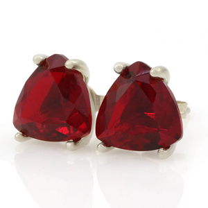 Boucles d'oreilles clous en argent sterling 925 massif, garnet rouge naturel taille triligne facettée, pierres semi-précieuses, bijoux fins, vente chaude - Product Image 1