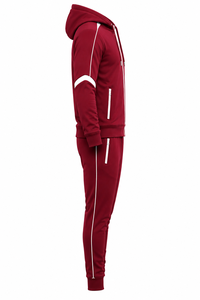 Conjunto deportivo de 2 piezas para hombre, sudadera con cuello y diseño de rayas personalizadas, en algodón/poliéster, cómodo y de corte ajustado. - Product Image 3