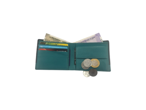 WRIZA Black and Petrol Cow Leather <b>RFID</b> <b>Blocking</b> Bifold <b>Wallet</b>-Durable Slim Daily Use Handcrafted Genuine Leather Gift - Product Image 3