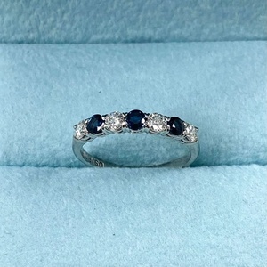 Hermoso conjunto de 7 puntas de piedra, zafiro azul y corte redondo, anillo de diamante cultivado en laboratorio, joyería personalizada, hermoso regalo para mujeres - Product Image 1