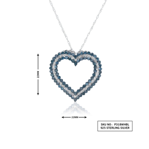 Collar Romántico de Lujo con Colgante de Corazón, Plata 925 con Baño de Rodio, Cristales de Circonita Engastados, Cadena de Serpiente, para Uso Diario de Mujer - Product Image 2