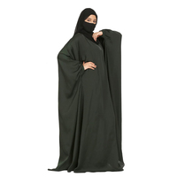 Robe Abaya Musulmane Personnalisée à Manches Longues, Longueur Midi, Légère, Col Contrastant, Respirante, Infroissable, Extensible dans les Quatre Sens