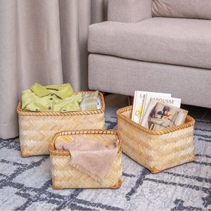 Panier en bambou naturel tissé à la main, écologique, pour le rangement de la cuisine, de la salle de bain, de la buanderie et la décoration de la maison, vente en gros - Product Image 3