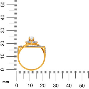 Designer 18K Yellow Gold Round Solitaire Diamond Ring for Women Geometric Open <b>Frame</b> Pavé Ring Fine Jewelry - Product Image 5