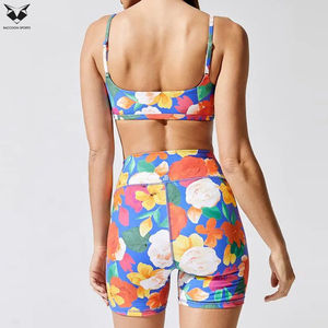 Conjunto de 2 piezas de pantalones cortos deportivos para gimnasio, sublimados, con color y estampado personalizados, el mejor conjunto deportivo para mujer. - Product Image 2