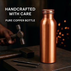 Botella de agua ecológica de cobre puro, hecha a mano con diseño martillado, a prueba de fugas, reutilizable, para la salud y el bienestar. - Product Image 4