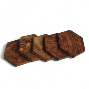 Posavasos rústicos de madera con soporte, tapetes redondos de madera para el hogar y la oficina de B H Brothers - Product Image 5