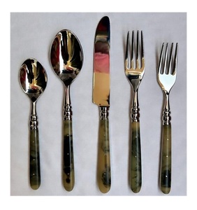 High Quality 304 Stainless Steel <b>Flatware</b> <b>Set</b> With Resin Handle Mirror Polish Cutlery <b>Set</b> Spoon Fork Knife Tableware Silverware - Product Image 3