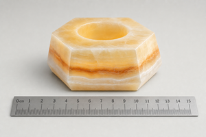 Support de bougie chauffe-plat hexagonal en onyx ambre naturel, fait main, géométrique, en pierre, vente en gros, logo personnalisé, décoration maison et spa - Product Image 4
