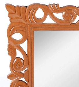Hand Carved Wooden Wall Mirror Decorative <b>Square</b> <b>Frame</b> Rustic Home Decor Vanity Mirror - Product Image 3