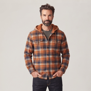 Men's Plaid Hooded Shirt <b>Jacket</b> With Sherpa Lining Front Pockets Plaid <b>Jacket</b> Casual Winter Wear Plaid <b>Flannel</b> <b>Jackets</b> Men - Product Image 4
