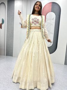 Pure Tissue Shimmer Lehenga Choli With Handwork Diamond Work <b>Jacket</b> <b>Wedding</b> Festival Party Wear Collection - Product Image 3