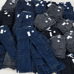Venta al por mayor de jeans de mezclilla cargo para mujer, de pierna ancha, estilo casual urbano, de cintura alta. Lote de stock de fábrica de proveedor de ropa. - Product Image 5