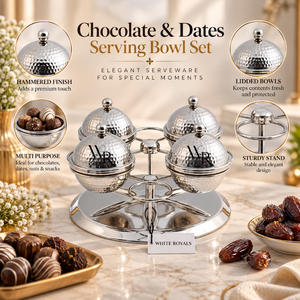 Juego de 4 Tazones para Servir de Acero Inoxidable con Tapas y Soporte, Diseño Moderno y Lujoso, Color Blanco, para Bodas, Frutos Secos y Aperitivos - Product Image 5