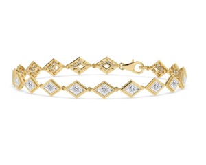 Magnifique bracelet tennis en or rose 9 carats avec diamants de laboratoire en forme de losange de 6,12 carats et sertissage clos - Product Image 4