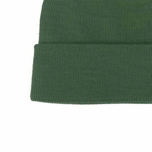 Gorro de Punto Verde Unisex, Gorro de Invierno de Color Sólido con Diseño de Borde Plegado para Adultos, Circunferencia de Cabeza de 56-58 cm, Estilo Casual - Product Image 5
