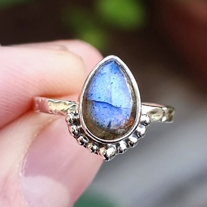 <b>Labradorite</b> <b>Ring</b> 925 Sterling Silver Handmade Boho Statement Promise <b>Ring</b> for Women Natural Pear Shape Gemstone Jewelry - Product Image 1