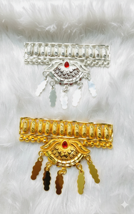 Peigne à cheveux MOLL JEWELLERS vintage plaqué or, fait main, écologique, étanche, élégant, en alliage, avec mini pierres rouges et fleur - Product Image 2