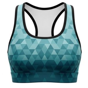 Women's Light Blue Checkered Racerback Sport Bra Scoop Neck Medium Support Breathable Spandex Polyester Yoga <b>Top</b> Seamless Design - Product Image 1