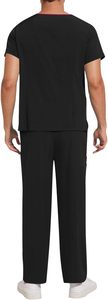 Men Scrubs Set, Stretch V-Neck Scrub <b>Top</b> & Straight Leg Pants, Short Sleeve Nurse Medical Uniform Workwear - Product Image 3