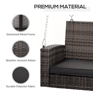 Sedia a Dondolo Contemporanea per Esterni in Metallo, Legno e Rattan PE per Soggiorno, Parco e Ristorante, Senza Spedizioni nei Weekend - Product Image 5