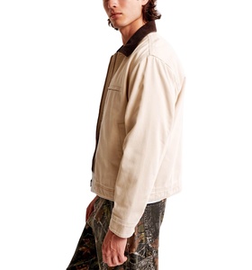 Veste de travail décontractée respirante à col rabattu et fermeture éclair intégrale, personnalisable, en toile de coton épaisse, pour hommes - Product Image 6