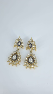 Premium Fashion Earing Plated <b>Blue</b> Meenakari Kundan Dangle <b>Earrings</b> Luxury Bridal Fashion Jewelry - Product Image 3