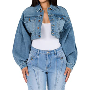 Veste en jean réversible écologique pour femme, automne, manches longues, fermeture éclair, poches, 100% coton, doublure en coton - Product Image 4