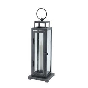 Golden Rectangle Brass Tall <b>Lantern</b> with Glass Panels for Home Decoration Durable Metal Design - Product Image 2