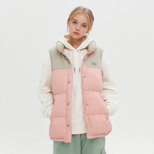 Chaleco Acolchado sin Mangas con Botones para Mujer, Chaleco de Plumón de Color Liso con Cuello Alto, Chaleco Cálido de Invierno para Exteriores sin Mangas para Mujer - Product Image 1