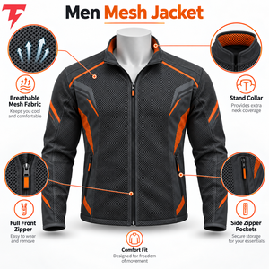 Herren Mesh-Jacke Vorderseite Umweltfreundlich Antibakteriell Atmungsaktiv Weicher Polyester/Baumwoll-Stoff Komfortabler Luftstrom für Fitness - Product Image 6