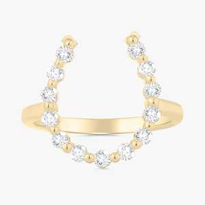 Lab Grown Diamond Statement <b>Rings</b> Open U Shape Horseshoe <b>Stacking</b> Band For Women Prong Set Wholesale 10K 14K 18K Solid Real Gold - Product Image 1