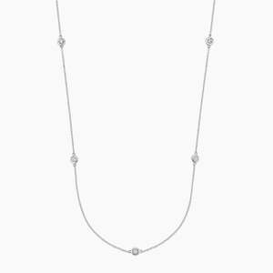 สร้อยคอเพชรแล็บโกรว์ทรงเบเซล ได้รับการรับรองจาก IGI ทองคำขาว 14K ดีไซน์แบบสเตชั่นเชน สวยสง่างาม เหมาะสำหรับงานแต่งงาน หรือใส่ในชีวิตประจำวัน เป็นของขวัญ - Product Image 1