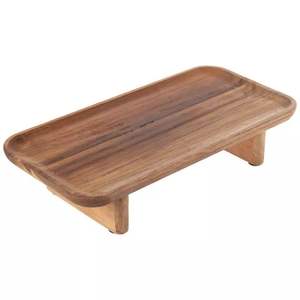 Plateau de service décoratif en bois de manguier avec pieds pour table basse, salle à manger et présentation en cuisine - Product Image 1