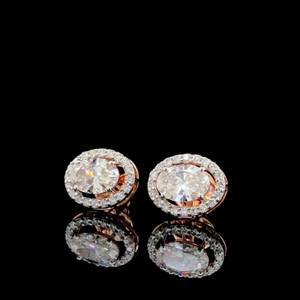 Pendientes de Diamante Cultivado en Laboratorio de Corte Ovalado de 1.21CT, Oro Sólido de 14K, Joyería Fina, Regalo para Bodas y Fiestas, Estilo Moissanita - Product Image 1
