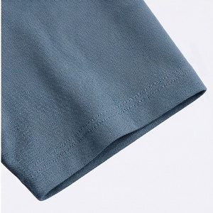 Polo à manches courtes pour homme, couleur unie, col zippé, tissu tricoté bleu - Product Image 6