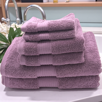 Set Handuk Mandi Premium 6 Buah Katun Sisir Tekstur Lembut dengan Pinggiran Dobby 100% Katun Bersertifikasi Oeko-Tex Ramah Kulit Terkompresi