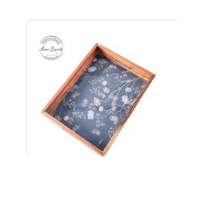 Bandeja de Servir de Madera con Base de Tela y Asas Recortadas, Elegante Organizador de Almacenamiento para Cocina, Comedor, Mesa de Café, Decoración - Product Image 6