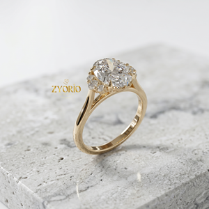 แหวนหมั้นเพชรทรงรี 2.50 กะรัต เพชรเลี้ยงในห้องปฏิบัติการ ทอง 14K รับรองโดย IGI แหวนแต่งงานลายดอกไม้ แหวนเจ้าสาว เครื่องประดับงานแต่งงาน - Product Image 4