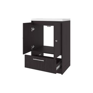 Mobile bagno freestanding Sinclair in Wengue con lavabo, due ante e cassetto inferiore - Product Image 3
