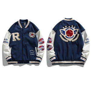 Veste de baseball vintage en laine chenille brodée avec logo personnalisé pour homme, tissu d'hiver, écologique, antistatique, manches vierges - Product Image 3