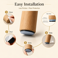 Glissière adhésive pour meubles de bureau en PTFE de 100 mm, patin de protection pour pieds de bureau sur sols durs