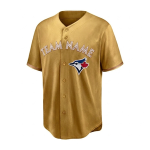 Custom golden Sublimated Baseball Jersey Men Team Uniform Button Up Shirt Breathable <b>Athletic</b> Apparel Sports Wear regular fit - Product Image 1
