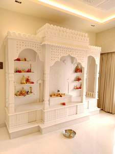 Templo Swaminarayan de Oro Blanco de Diseño BAPS para el Hogar, Estilo Iskcon, Unidad de Puja Hindú, Mandir de Madera Tallado a Mano, Venta al por Mayor, EE. UU. - Product Image 3