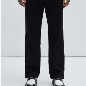 Pantalon de jogging en coton noir pour homme, coupe droite, taille élastique, décontracté, respirant, mi-lourd, tissé, style printemps - Product Image 2