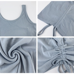 Top Corto de Mujer con Cuello Redondo, Manga Corta, Ajustado, de Satén Ecológico, con Bajo Ajustable, Color Liso, Tejido de Punto, Estilo Casual de Verano - Product Image 6