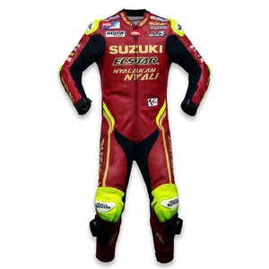 Traje de Carreras Zuzuki Personalizado de Cuero de Canguro/Vaca MotoCP, Traje de Carreras Profesional de Una Pieza con Triple Costura - Product Image 1