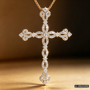 CUSTOM SILVER 10K/14K/18K GOLD PLATED LAB GROWN CVD DIAMOND CLASSIC ENGAGEMENT <b>GIFT</b> SWEATER CHAIN NECKLACE CROSS PENDANT - Product Image 5